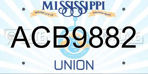 ACB9882 Mississippi License Plate