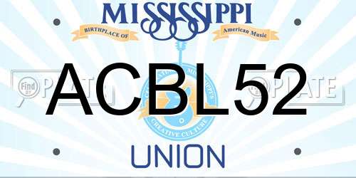 ACBL52 Mississippi License Plate