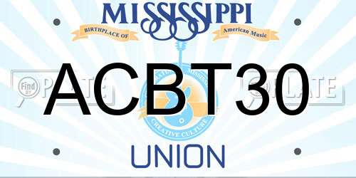 ACBT30 Mississippi License Plate