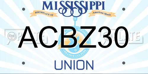 ACBZ30 Mississippi License Plate