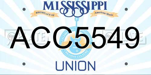 ACC5549 Mississippi License Plate