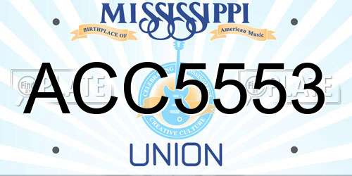 ACC5553 Mississippi License Plate