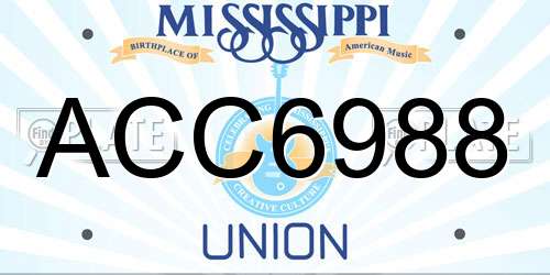 ACC6988 Mississippi License Plate