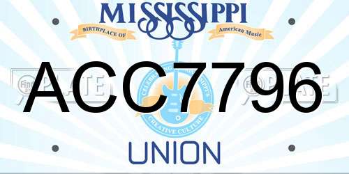 ACC7796 Mississippi License Plate