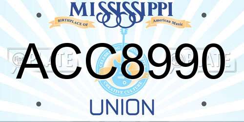 ACC8990 Mississippi License Plate