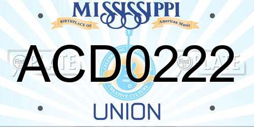 ACD0222 Mississippi License Plate