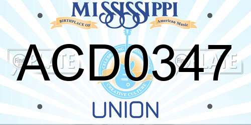 ACD0347 Mississippi License Plate