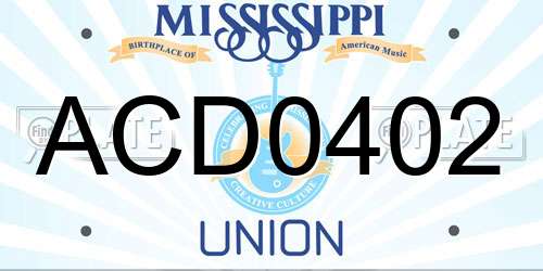ACD0402 Mississippi License Plate