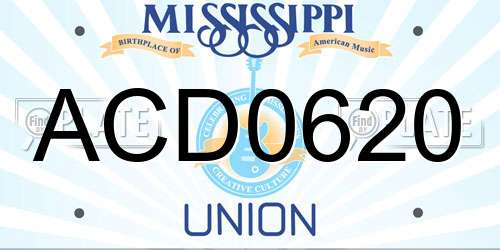 ACD0620 Mississippi License Plate