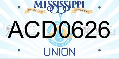 ACD0626 Mississippi License Plate