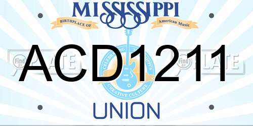 ACD1211 Mississippi License Plate