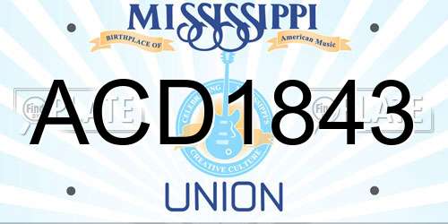 ACD1843 Mississippi License Plate