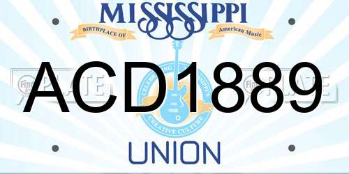 ACD1889 Mississippi License Plate