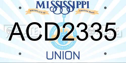 ACD2335 Mississippi License Plate