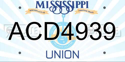 ACD4939 Mississippi License Plate