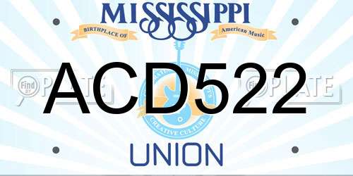 ACD522 Mississippi License Plate
