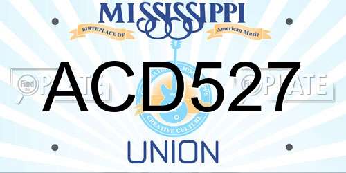 ACD527 Mississippi License Plate