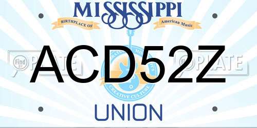 ACD52Z Mississippi License Plate