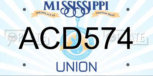 ACD574 Mississippi License Plate