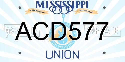 ACD577 Mississippi License Plate