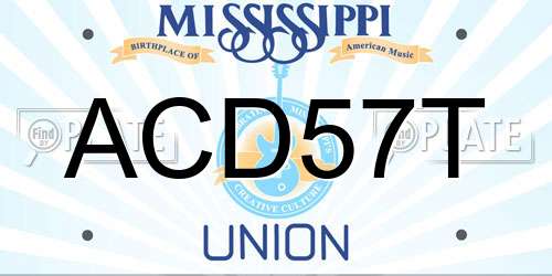 ACD57T Mississippi License Plate