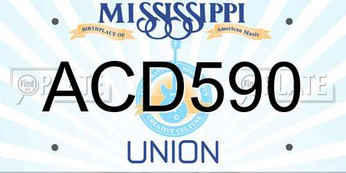 ACD590 Mississippi License Plate