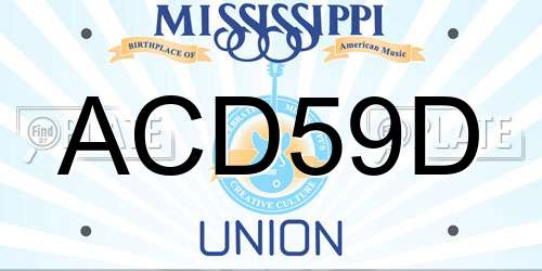 ACD59D Mississippi License Plate