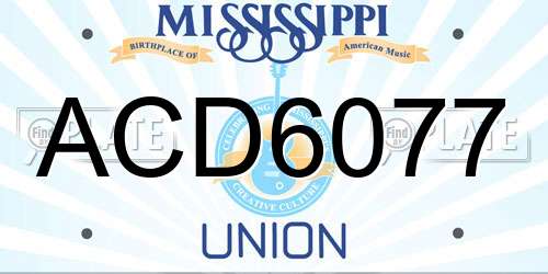 ACD6077 Mississippi License Plate