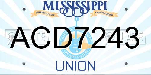 ACD7243 Mississippi License Plate