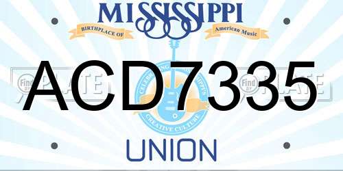 ACD7335 Mississippi License Plate