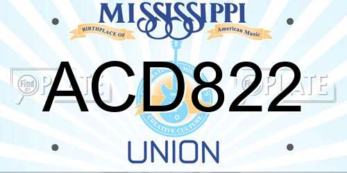 ACD822 Mississippi License Plate