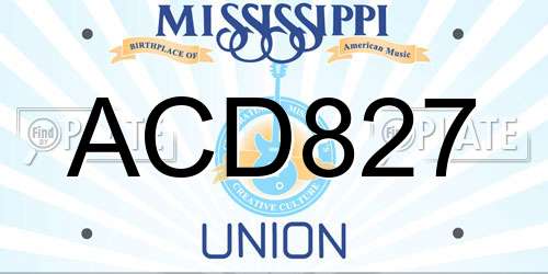 ACD827 Mississippi License Plate