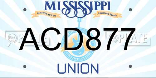 ACD877 Mississippi License Plate