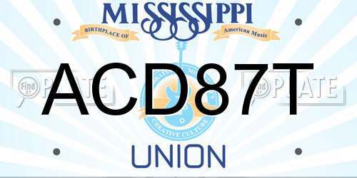 ACD87T Mississippi License Plate