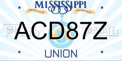 ACD87Z Mississippi License Plate