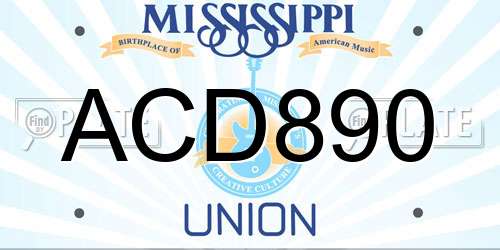 ACD890 Mississippi License Plate