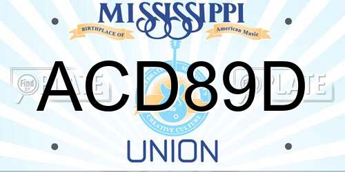 ACD89D Mississippi License Plate