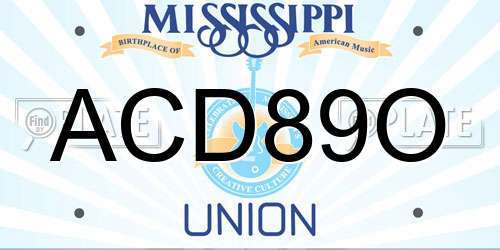 ACD89O Mississippi License Plate