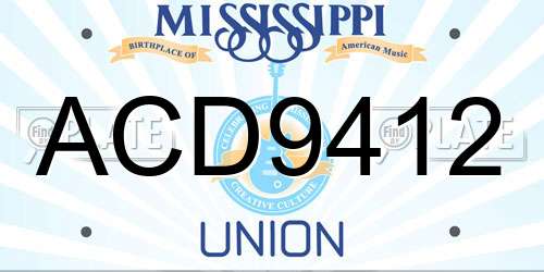ACD9412 Mississippi License Plate