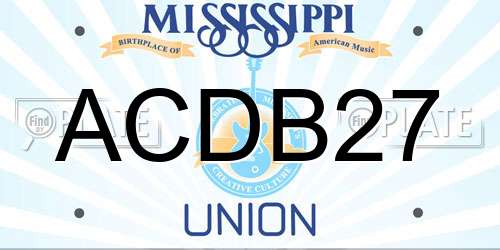 ACDB27 Mississippi License Plate
