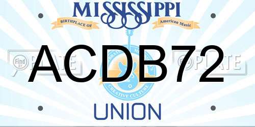 ACDB72 Mississippi License Plate