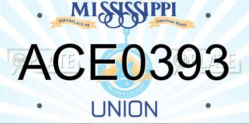 ACE0393 Mississippi License Plate