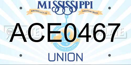 ACE0467 Mississippi License Plate