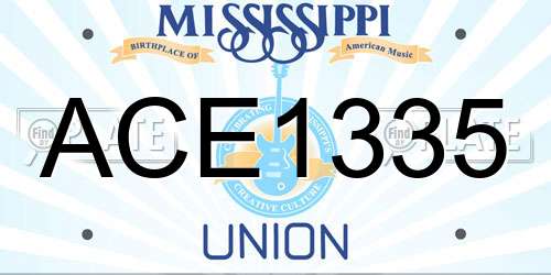 ACE1335 Mississippi License Plate