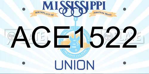 ACE1522 Mississippi License Plate
