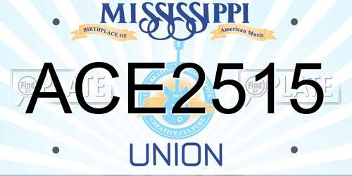 ACE2515 Mississippi License Plate