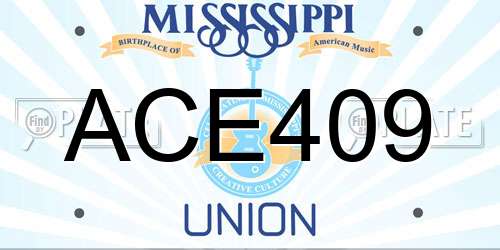 ACE409 Mississippi License Plate