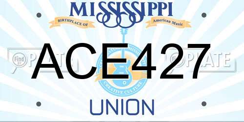 ACE427 Mississippi License Plate