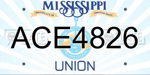 ACE4826 Mississippi License Plate