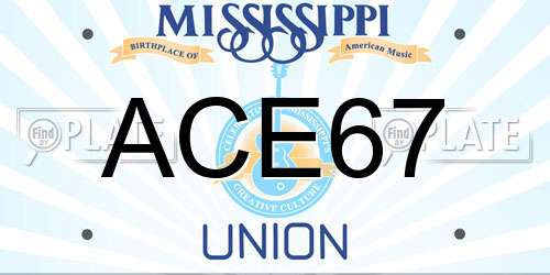 ACE67 Mississippi License Plate